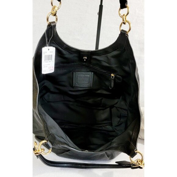 Coach Womens Black Pebbled Leather Lily Shoulder Bag Magnetic Snap Closure NWT - Picture 5 of 7